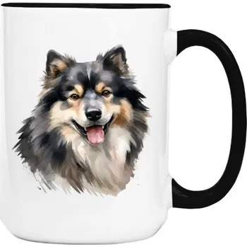 Hrnek velký barevný s potiskem Finský laponský pes 2