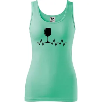 DOBRÝ TRIKO Dámské tílko s potiskem Tep srdce víno Velikost: XL, Barva: Mátová