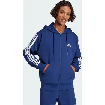 Pánský svetr ADIDAS Mikina Essentials 3-Stripes French Terry Full-Zip 2XL BÍLÁ|MODRÁ