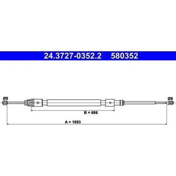 Lanko parkovací brzdy Tažné lanko, parkovací brzda ATE 24.3727-0352.2