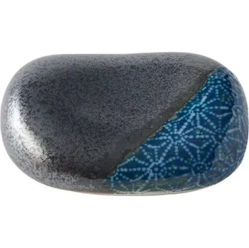 Jídelní hůlka Oblázek na odložení hůlek PEBBLE BLACK 4,5 cm, černá/modrá, keramika, MIJ - doprava zdarma od 2999 Kč