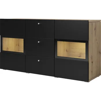 Komoda Komoda BAROS dub artisan/černý supermat