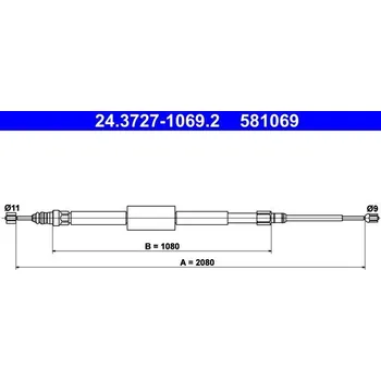 Lanko parkovací brzdy Tažné lanko, parkovací brzda ATE 24.3727-1069.2