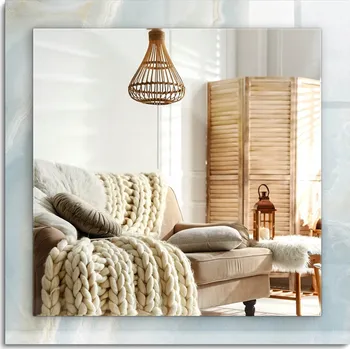 Zrcadlo Zrcadlo s potiskem nástěnné dekorativní svislé vodorovné Modrý mramor onyx 60x60 cm