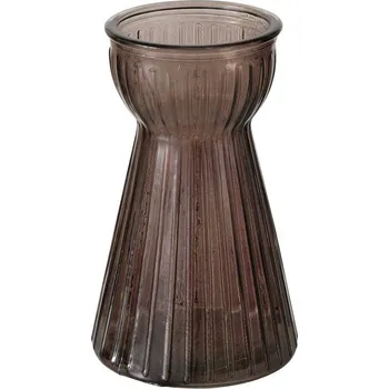 Váza Boltze Home Skleněná váza HYACINTHA, rýhované sklo, 15 cm, hnědá
