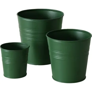 Venkovní osvětlení Boltze Garden Zahradní zinkové květináče LINGO, venkovní, 3 ks, tmavě zelené