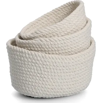 Příbor Zeller Sada bavlněných úložných košíků o různé velikosti, 3 ks, bílá