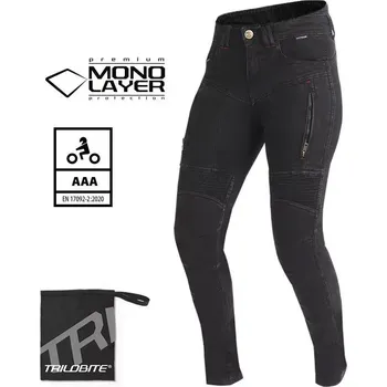 Moto kalhoty Trilobite Parado monolayer AAA slim fit ladies jeans black vel. 30