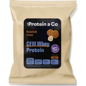 Fitness ProteinaCo CFM WHEY PROTEIN 80 - 30 g Vyber si z těchto lahodných příchutí: Hazelnut treat