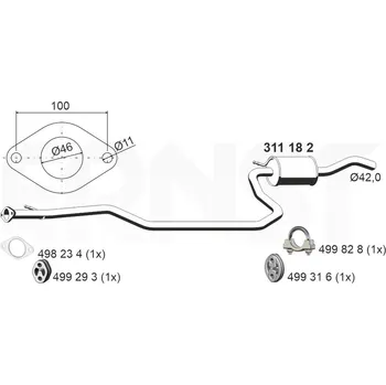 Tlumič výfuku Střední tlumič výfuku ERNST 311182