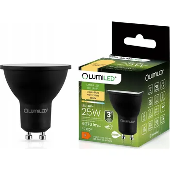 Žárovka LED žárovka GU10 Reflektor 3W = 25W 270lm 3000K Teplá bílá 120° Černá LUMILED