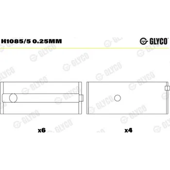 Kliková hřídel Hlavní ložiska klikového hřídele GLYCO H1085/5 0.25mm