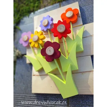 Dřevěná květina - KYTIČKA Barva květu: Žlutá