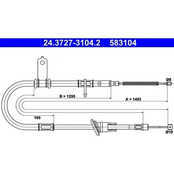 Lanko parkovací brzdy Tažné lanko, parkovací brzda ATE 24.3727-3104.2