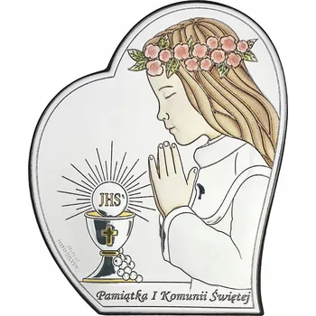 Obraz Stříbrný obrázek k prvnímu svatému přijímání - památka na první přijímání, 6x7 cm