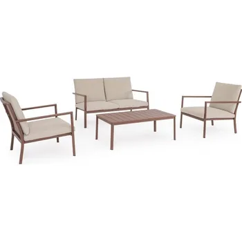 Pohovka BIZZOTTO Zahradní set pohovky, křesel a konferenčního stolku KONNOR hnědý