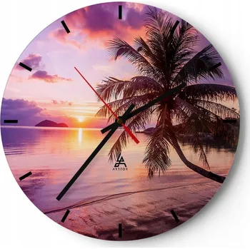 Hodiny Velké nástěnné hodiny 40x40 Krajina Skleněné hodiny Kulatý Tiché