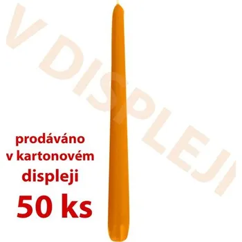 Svíčka SVÍČKA KÓNICKÁ DISP.50KS,18,5X2,3CM PARAF.ORANŽOVÁ