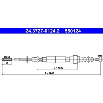 Brzdový systém Tažné lanko, parkovací brzda ATE 24.3727-0124.2