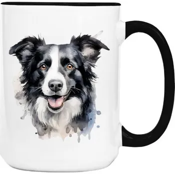 Hrnek velký barevný s potiskem Border kolie 4