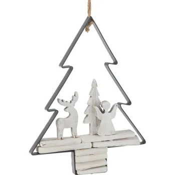 Vánoční stromek Závěsná dekorace anděl a jelen ve stromku Christmas Tree - 21*5*28 cm