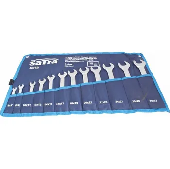 Ploché klíče otevřené 6x7 - 30x32 mm, dvoustranné, sada 12 ks - SATRA
