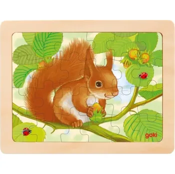 Puzzle GOKI Dřevěné puzzle - Veverka 24 dílků