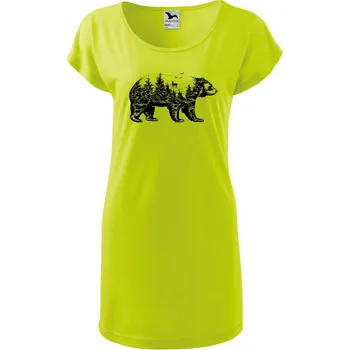 Dámské tričko DOBRÝ TRIKO Dámské tričko/šaty s potiskem Medvěd Velikost: L, Barva: Limetková
