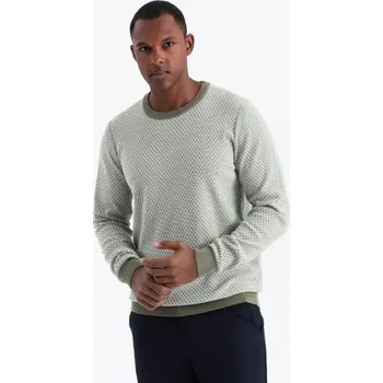 Pánský svetr Ombre Clothing Strukturovaný olivový svetr V2 SWSW-0111