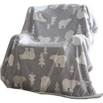 Vánoce Vánoční deka Mikuláš, stromeček, medvídek - TEPLÁ VÁNOČNÍ DEKA