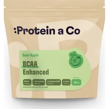 Aminokyselina ProteinaCo BCAA ENHANCED - komplex aminokyselin 250g Váha: 250 g, Vyber si z těchto lahodných příchutí: Sour apple