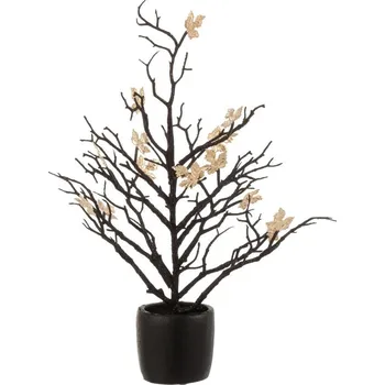 Vánoční stromek Černý dekorační stromek se zlatými lístky Tree Glitt - 15*15*44 cm