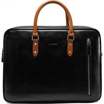 brašna na notebook Černá kožená taška Valmio Stone