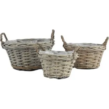Proutěný košík hnědý, sada 3 ks