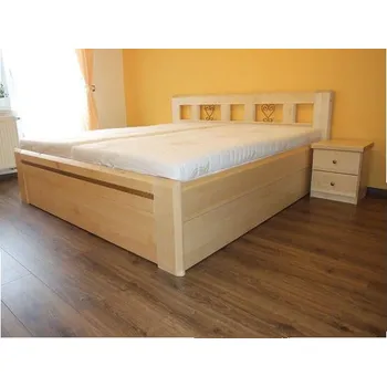 Postel Mivepo IRENA II Dřevěná postel z masivu, s úložným prostorem Dub Bez moření 80 x 200 cm