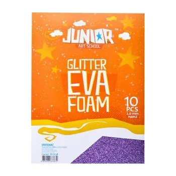 Dekorační pěna A4 EVA 10 ks fialová tloušťka 2,0 mm glitter