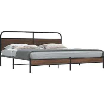 Postel vidaXL Kovový rám postele bez matrace 180 x 200 cm [3318684] Barva: hnědý dub