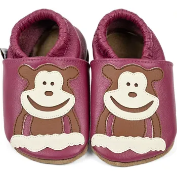 Capáčky AFELO Kožené capáčky - OPIČKA malinová 18-24 M