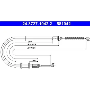 Lanko parkovací brzdy Tažné lanko, parkovací brzda ATE 24.3727-1042.2