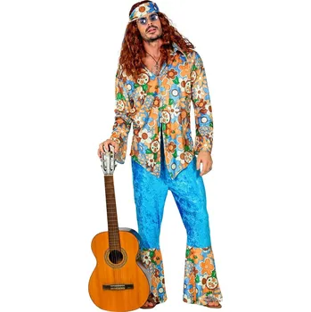 Karnevalový kostým Hippie pánský kostým (kalhoty, tričko, čelenka) - XL