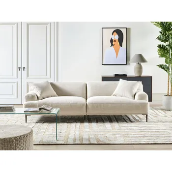 Pohovka 3místná pohovka světle béžová látka čalouněná kovové nohy obývací pokoj moderní styl Beliani