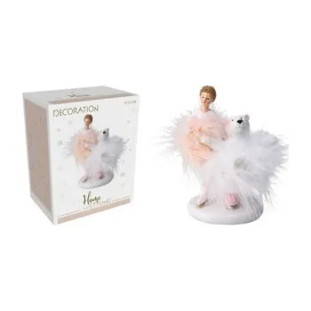 Vánoční dekorace Lední medvěd s andělem 12 cm