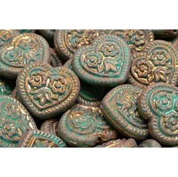 Korálek Korálky Srdíčka s květy č.5318 (17x17mm)