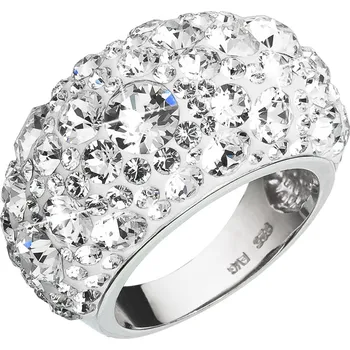 Prsten Evolution Group s.r.o. Stříbrný prsten s krystaly Swarovski bílý 35028.1 Velikost: 62 (průměr 19,7 mm)