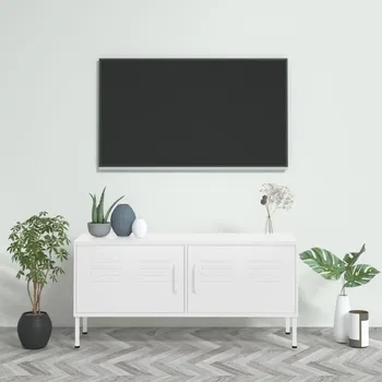 Televizní stolek vidaXL TV skříňka 105 x 35 x 50 cm ocel [336231] Barva: Bílá