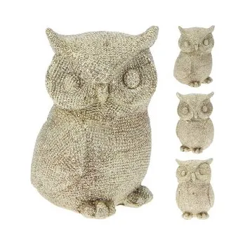 Vánoční dekorace Figurka moudré sovy 9 cm, zlatá třpytivá barva (3 pózy v sedě)