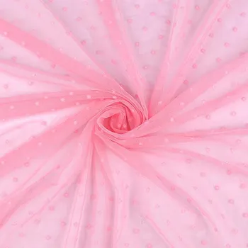 Pro Háčkování Elastický tyl s puntíky pudrově růžový