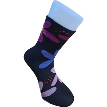Pánské ponožky Aura Via Dámské ponožky termo do mrazu Černá fialový květ 38-41