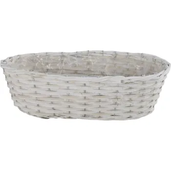 proutěný košík světle krémový 43x21x13 cm