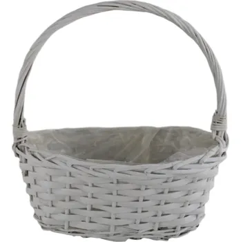 proutěný koš bílý s uchem 34x37 cm